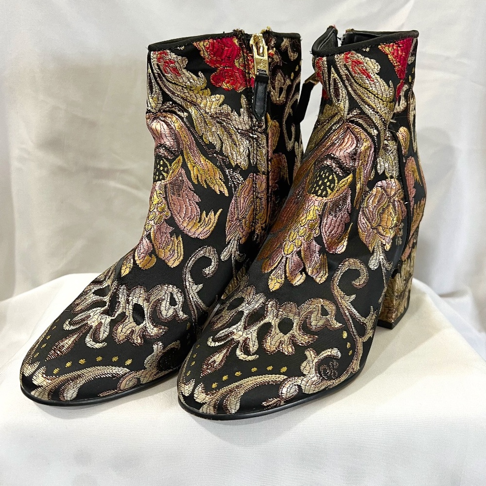 Sam Edelman Taye Black Multi Metallic Jacquard Ankle Boot, Black/Multi sz 6